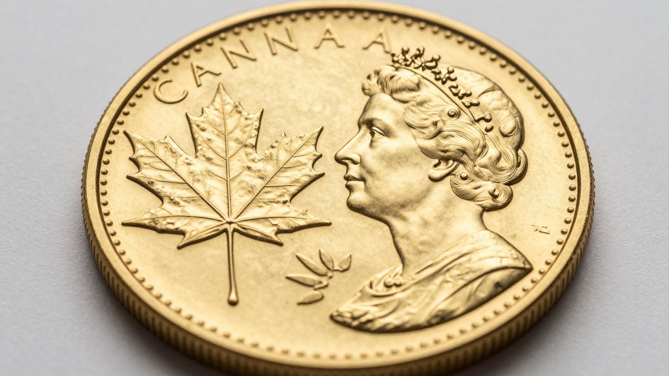 Canadian Maple Leaf gold coin detail