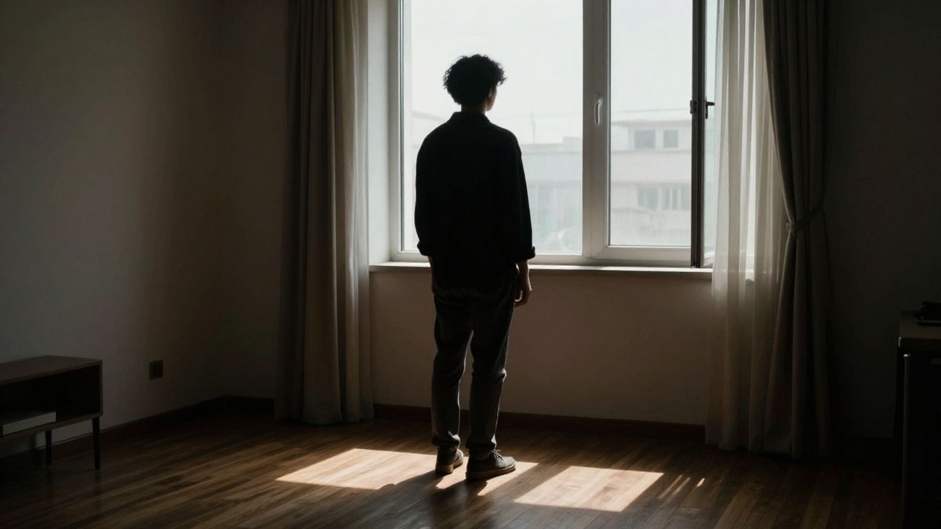 Person im Tageslicht vor einem Fenster