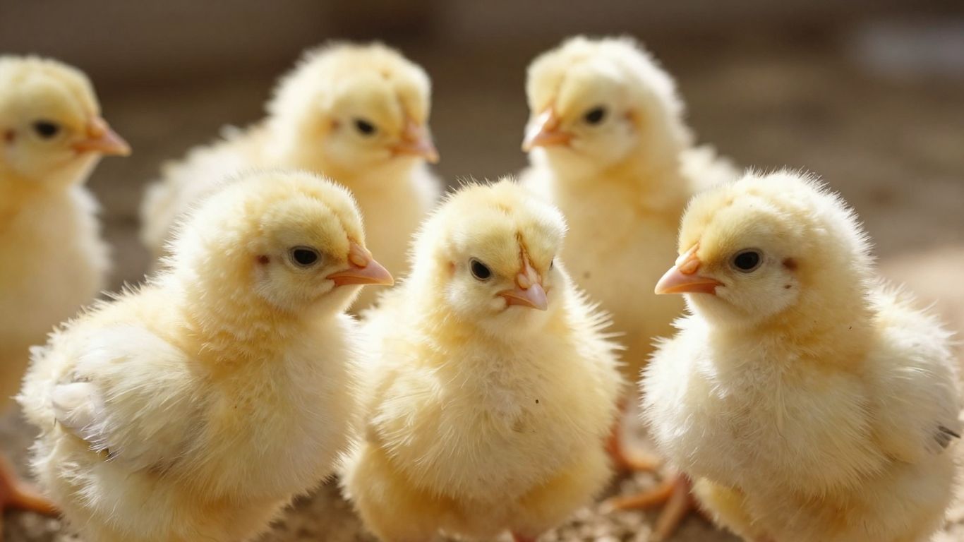 Zdrowe pisklęta drobiu w kurniku