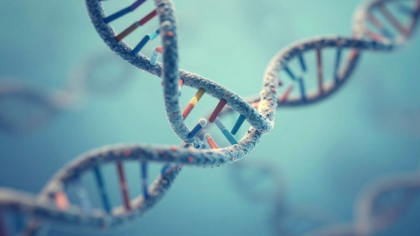 DNA helix with glowing strand