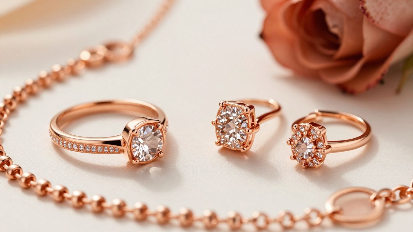 Bijoux en or rose élégants et brillants.