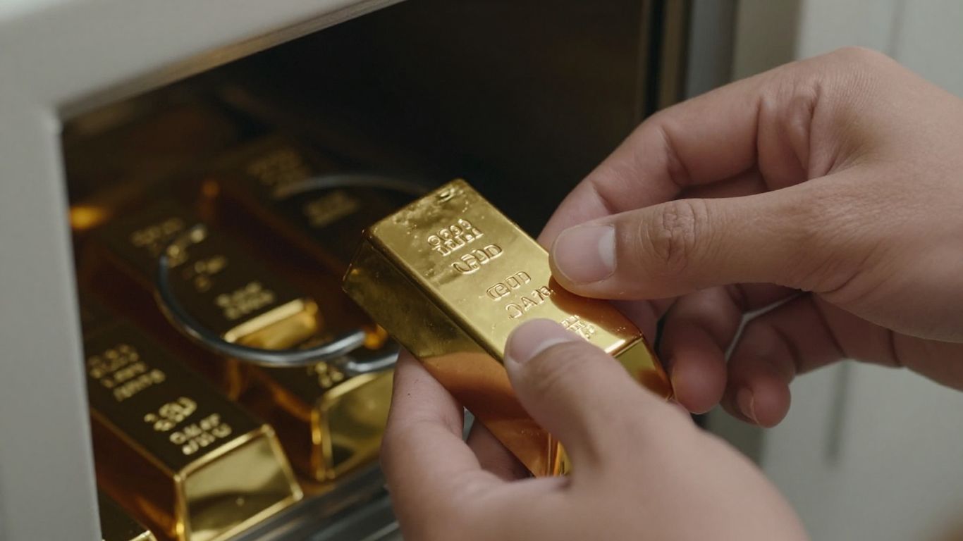 Personne plaçant discrètement une barre d'or dans un coffre.