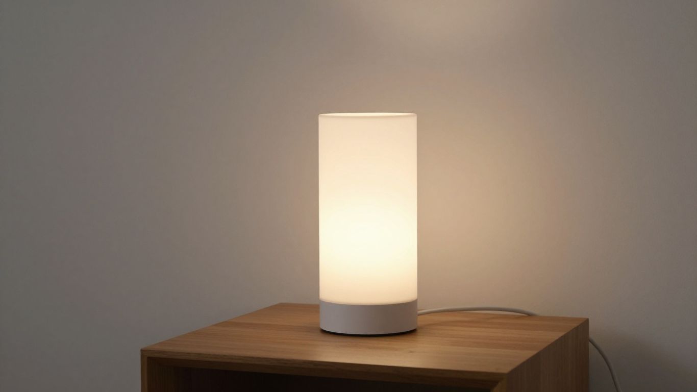 Modern minimalist lamp on a wooden table