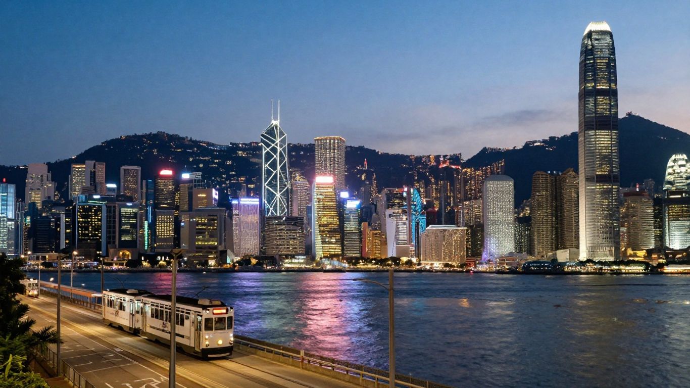 Melbourne and Hong Kong cityscapes side-by-side.