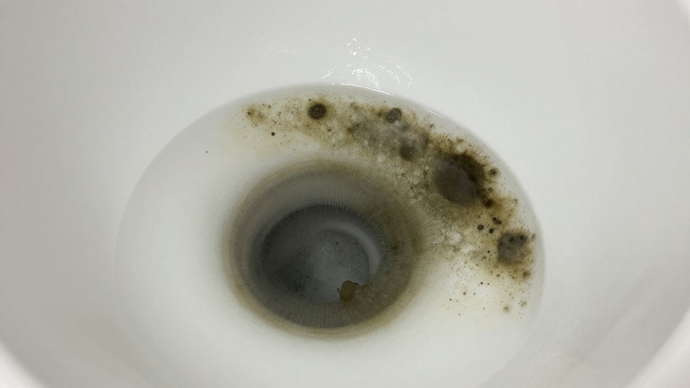 Black mold in a toilet bowl