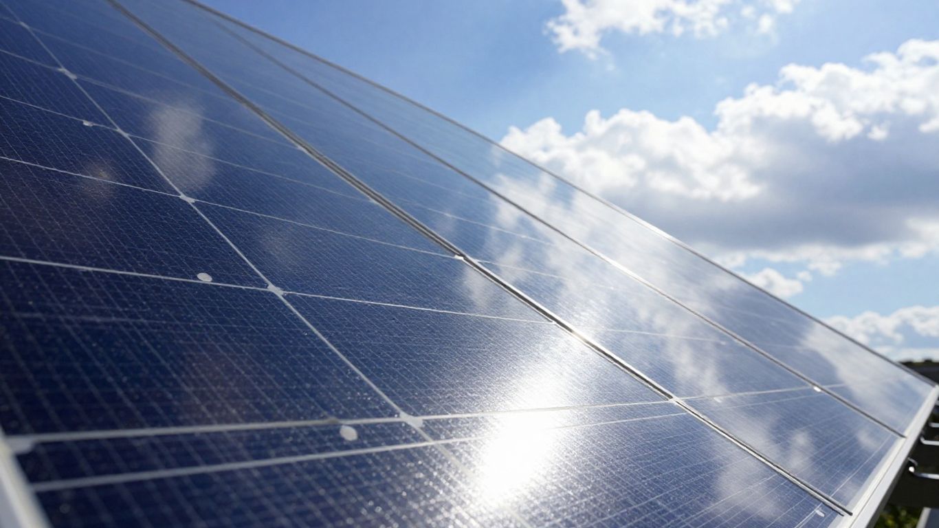 Panneau solaire sous un ciel bleu ensoleillé