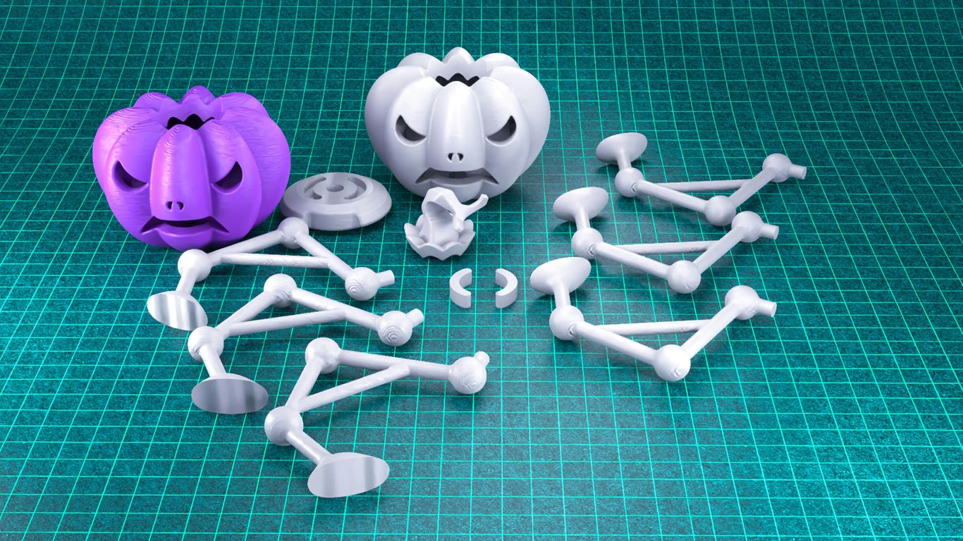 A group of skeleton figurines sitting on top of a table