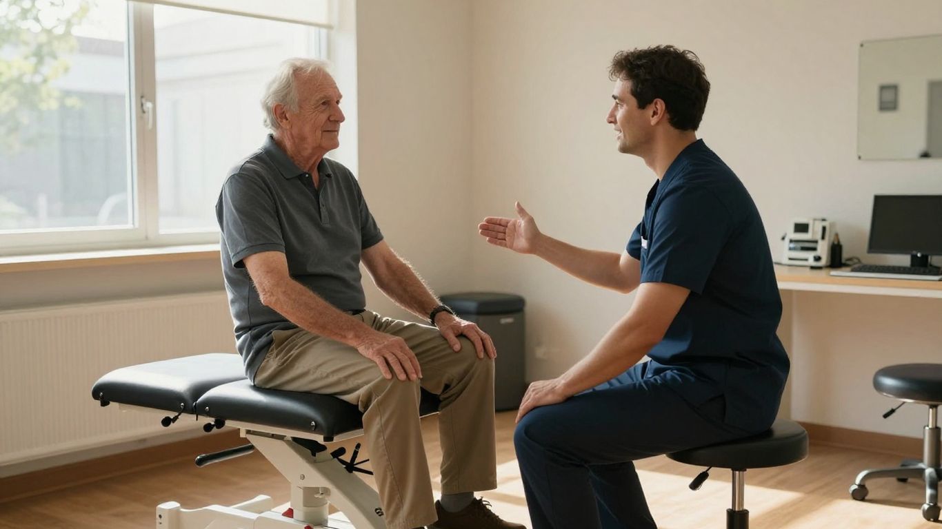 Elderly man visiting a professional chiropractic clinic