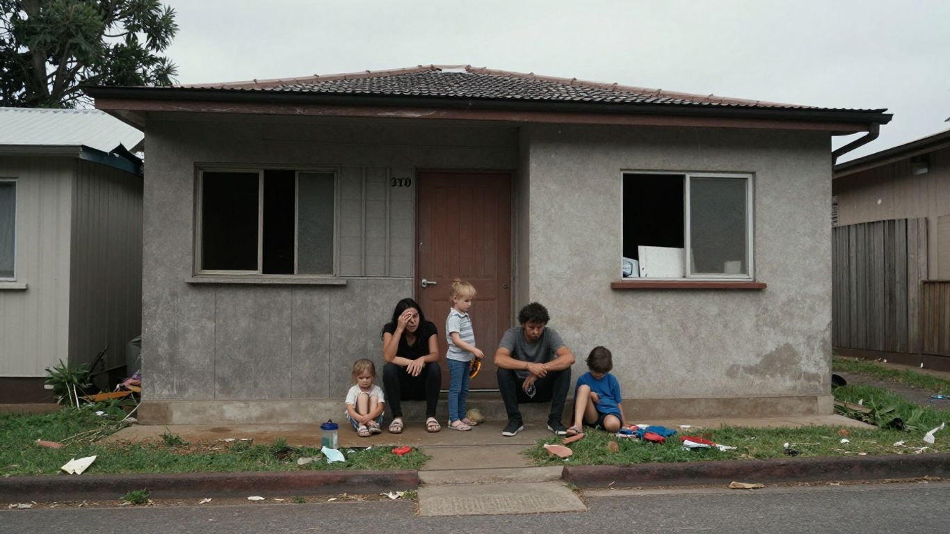 Family struggling with housing insecurity in Australia.
