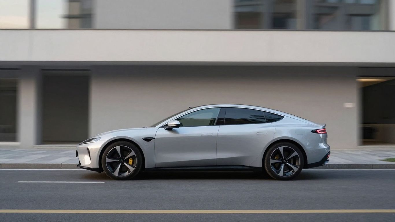 Ein modernes Auto parkt in einer urbanen Umgebung