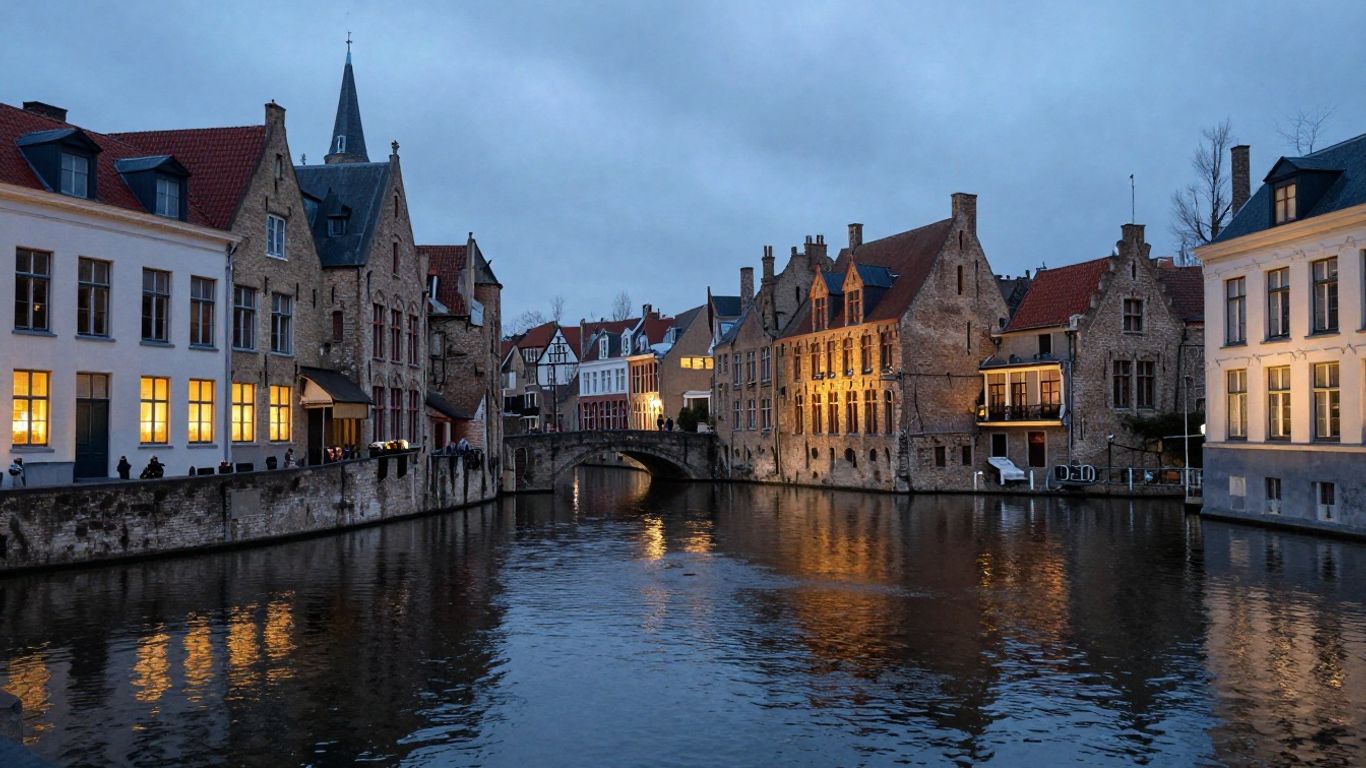 Bruges illuminée au crépuscule hors saison