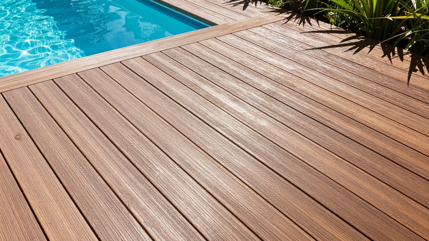 Newly painted poolside deck with a safe, slip-resistant surface.
