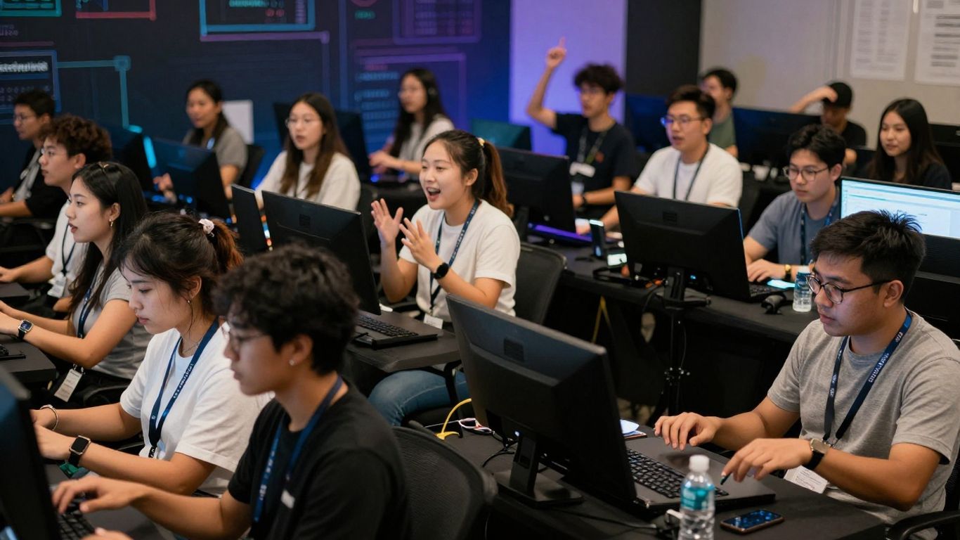 Digital marketing competition with excited participants