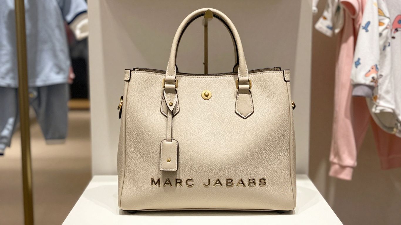 Stylish Marc Jacobs diaper bag for parents.