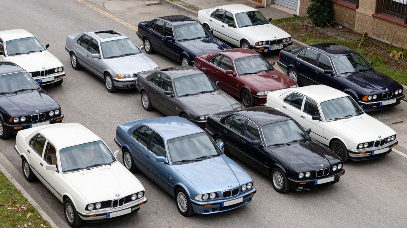 Various BMW car models from 2000-2025