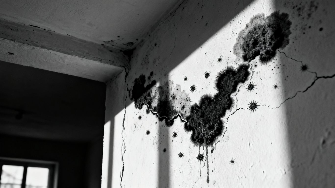 Visible mold on a damp corner wall