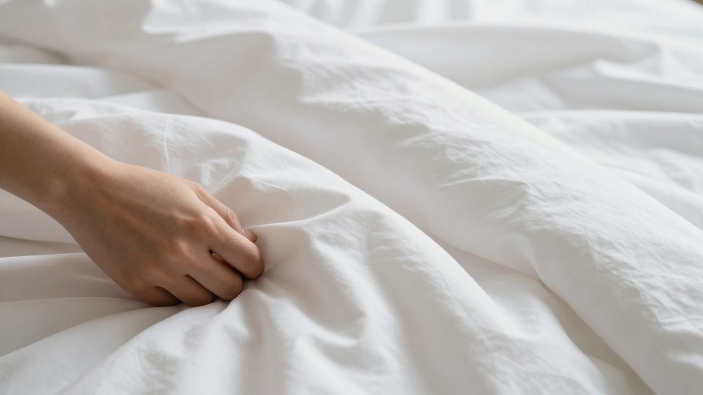 Crisp white percale sheets being folded