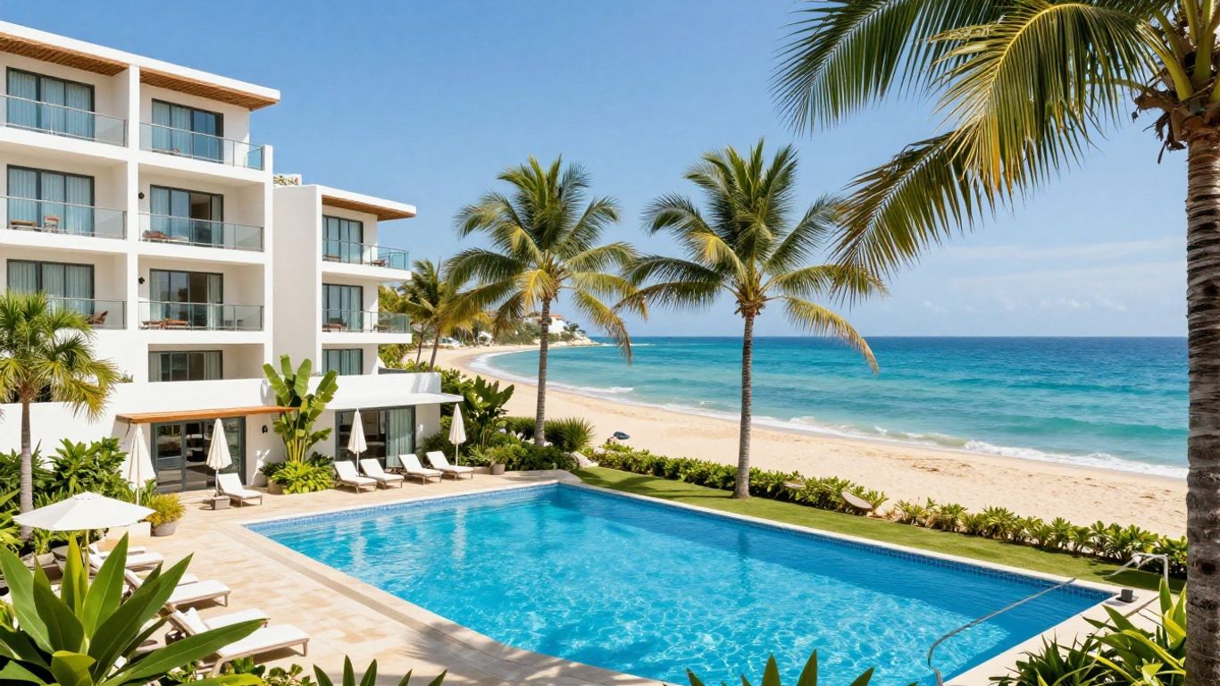 Oaks Seaforth resort with pool and ocean view.