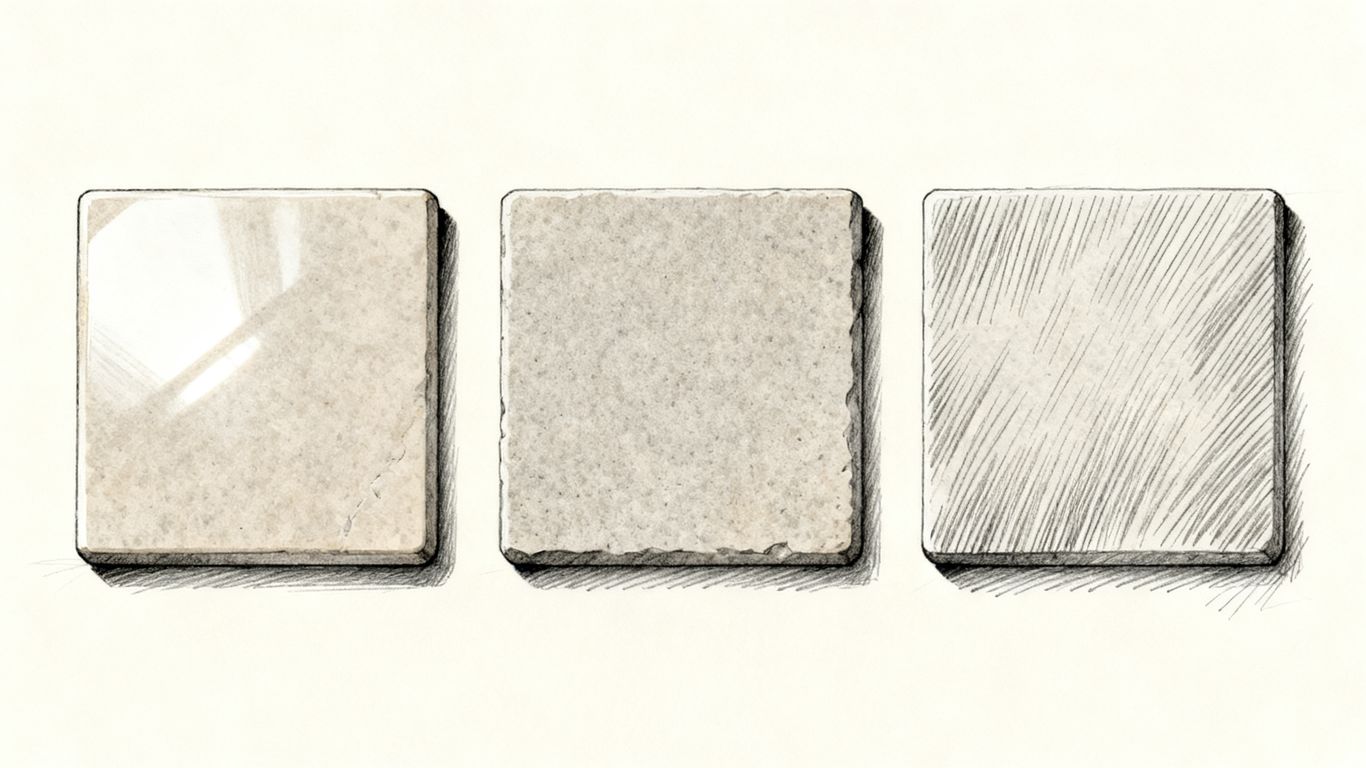 Samples of different marble finishes