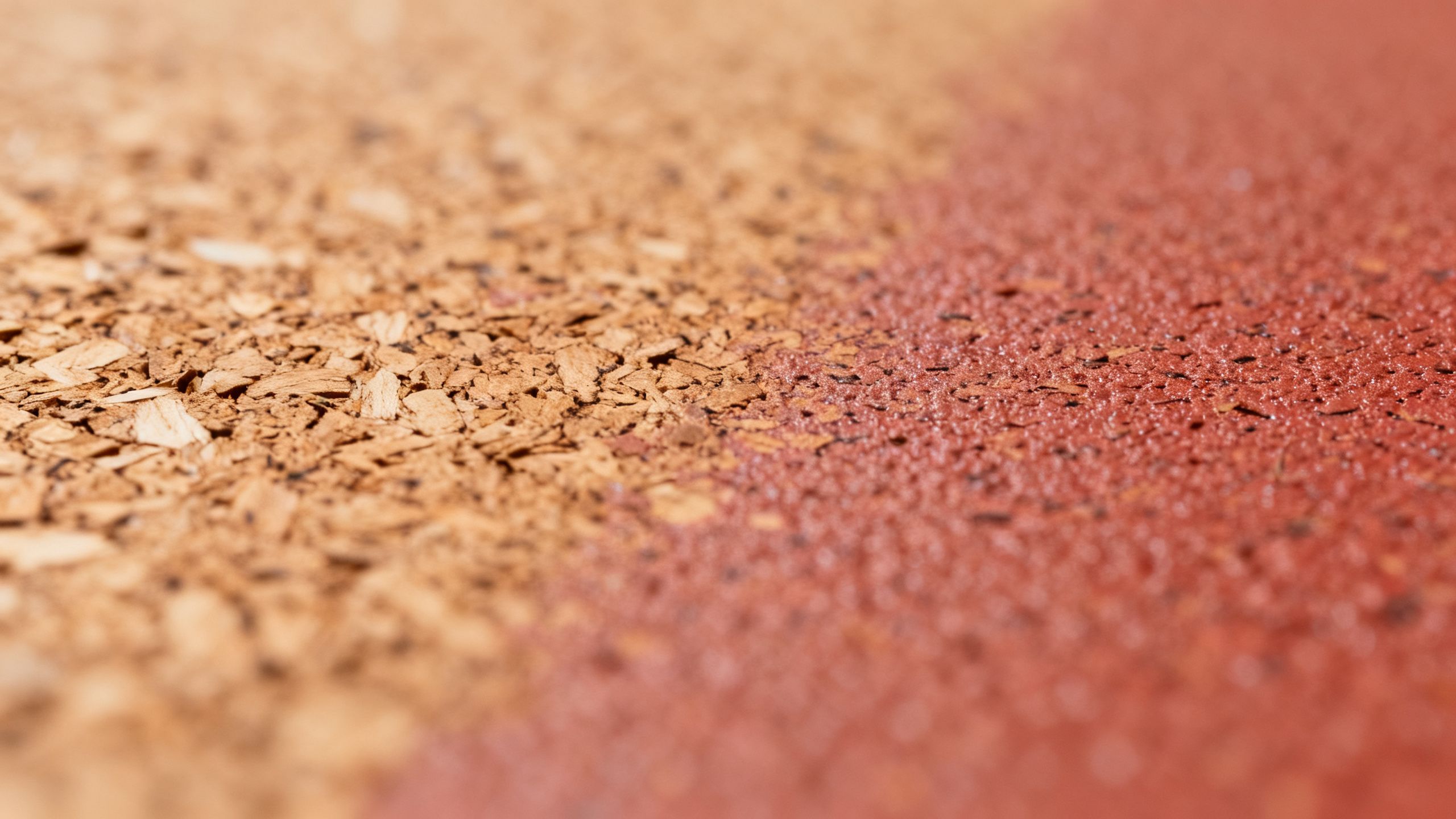 Close-up of the slightly textured, coloured finish of a spray cork coating