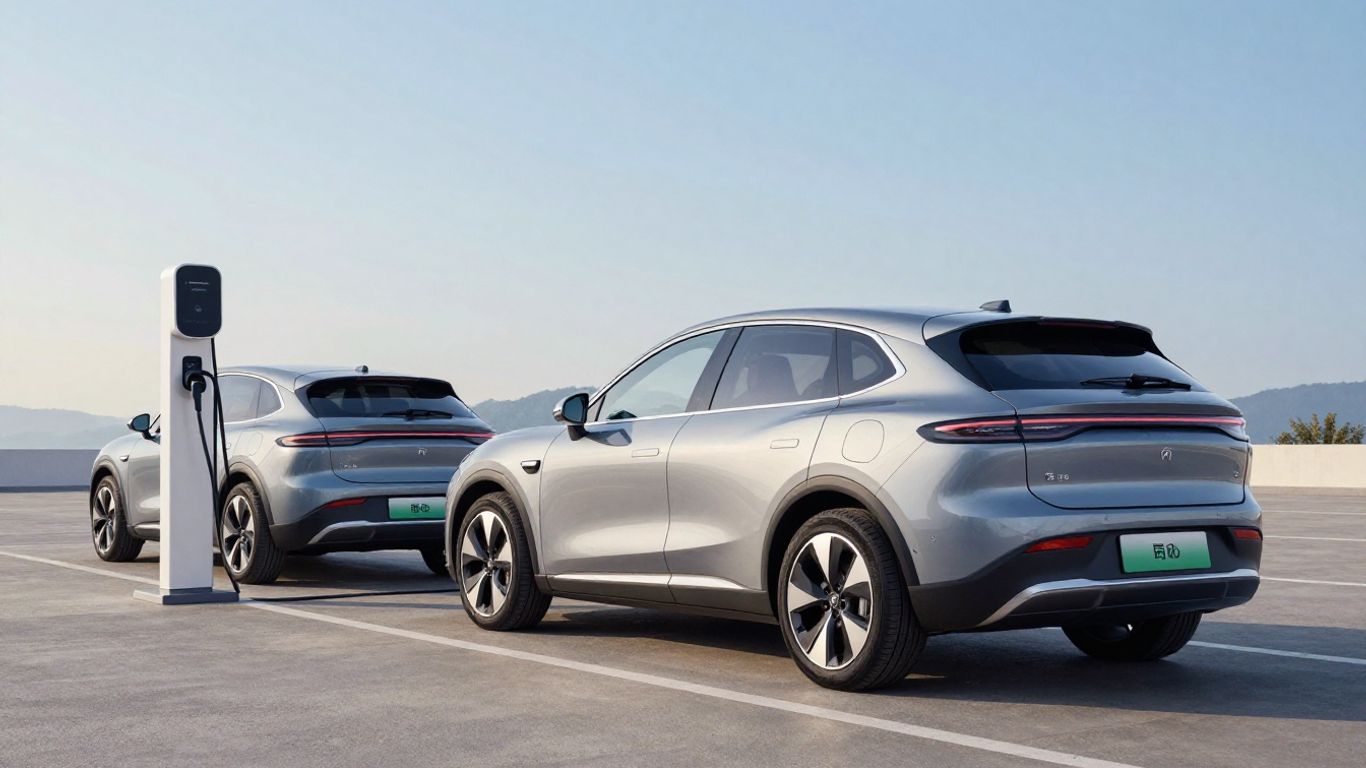Familien-SUV an einem modernen Schnellladepark
