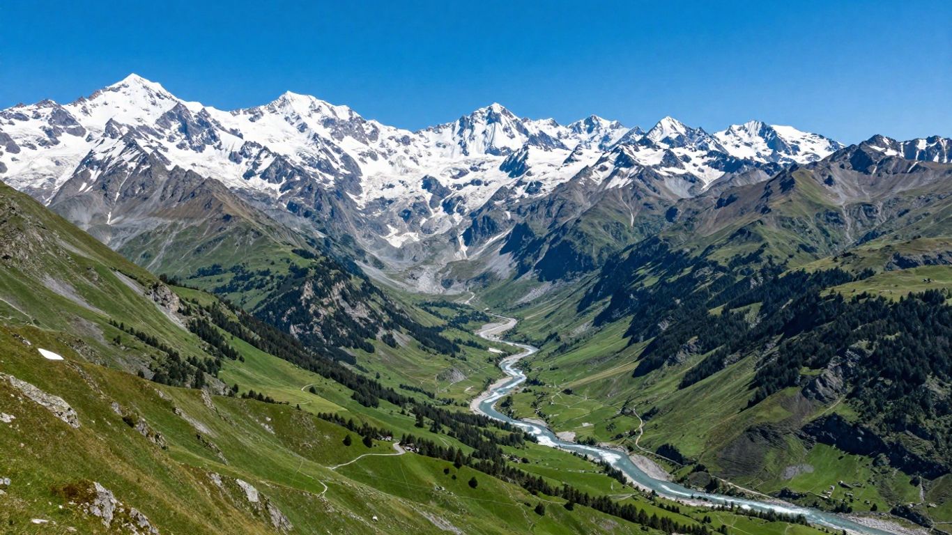 Majestic French Alps mountains and valleys