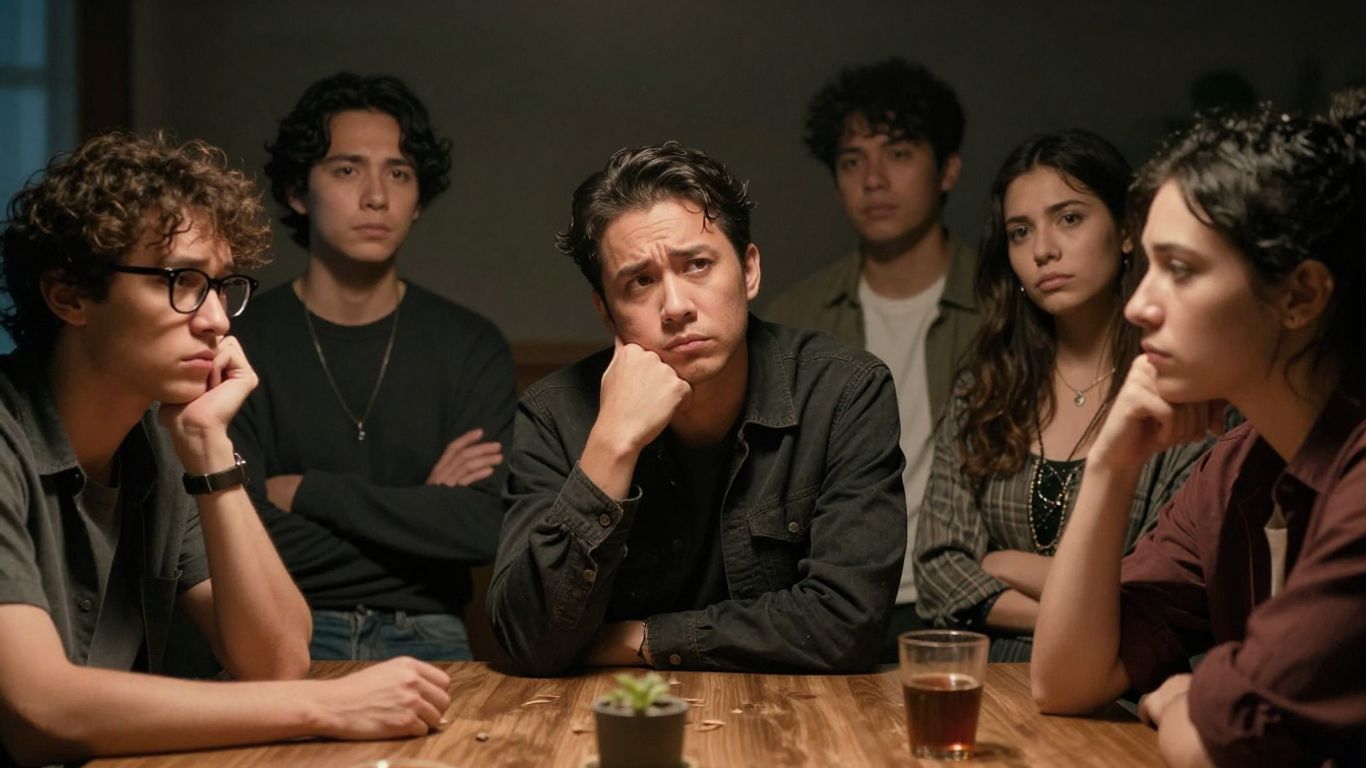 Personas discutiendo en una sala con dudas.