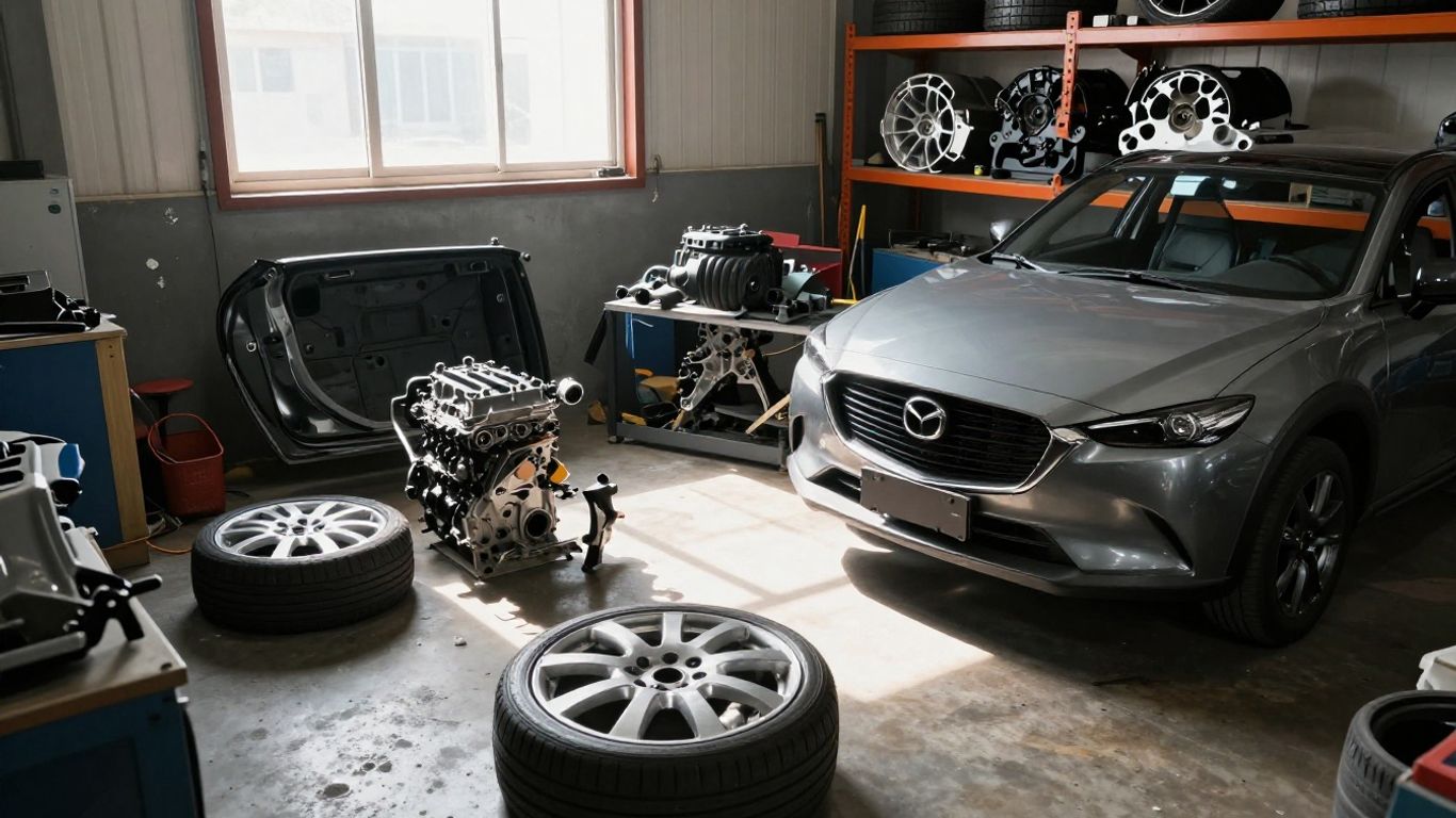 Mazda CX-3 parts in a workshop