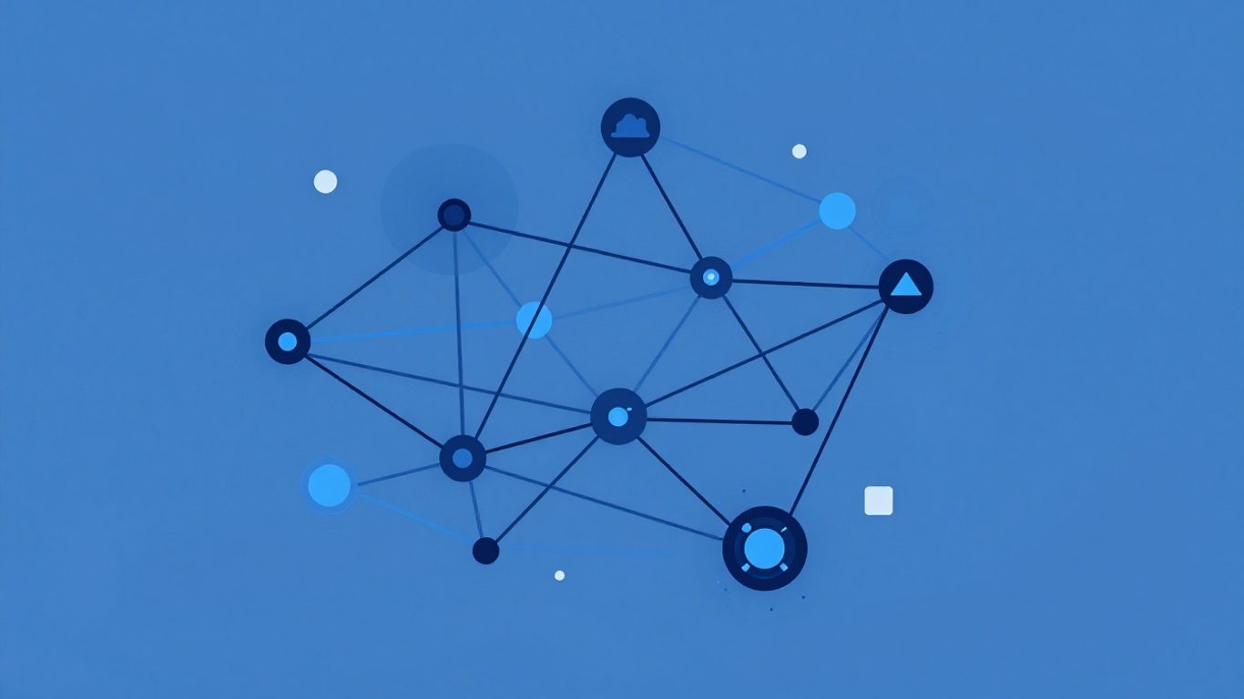 Technical illustration of DNS network nodes and connections.