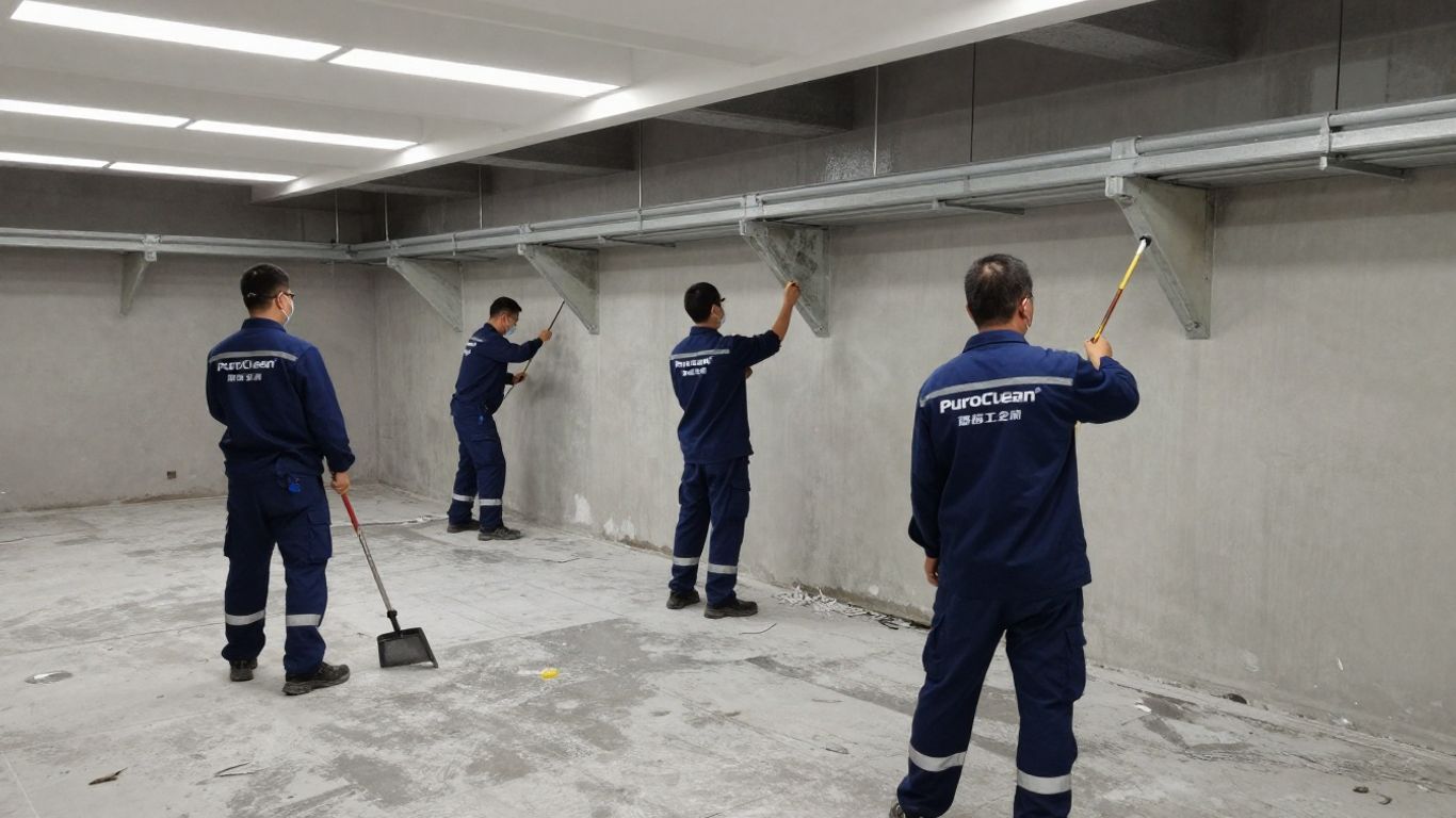PuroClean restoration team working on a damaged interior.