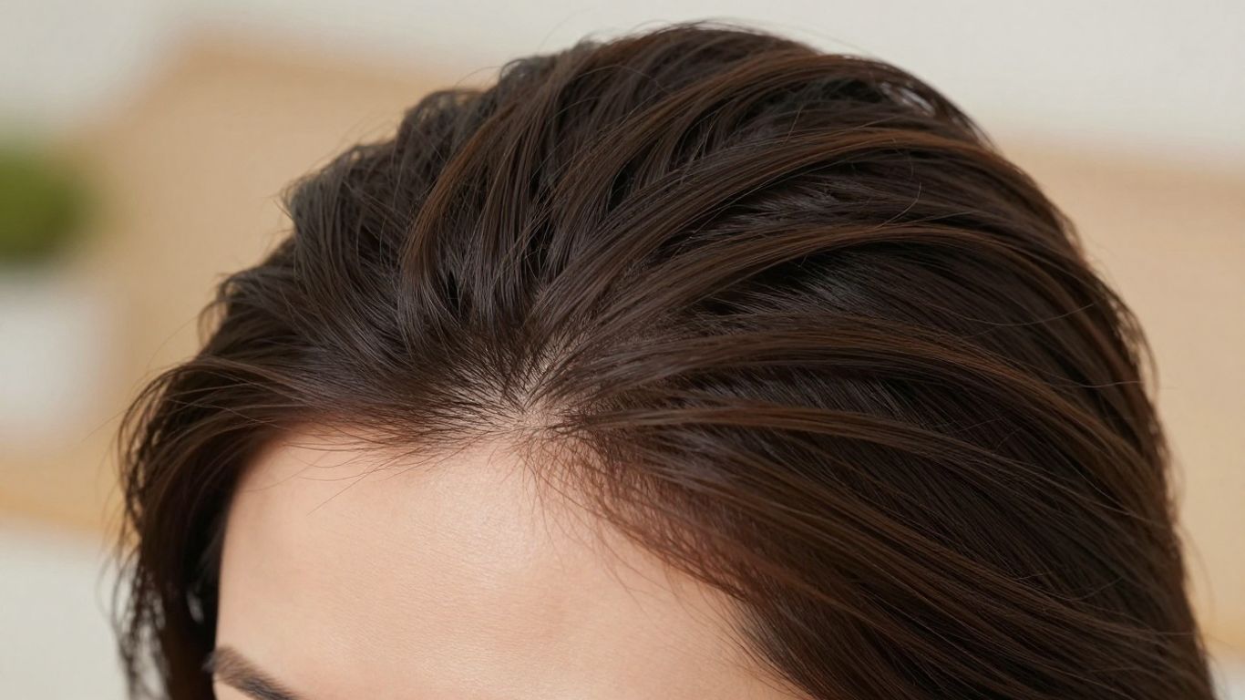 Woman's scalp with thinning hair