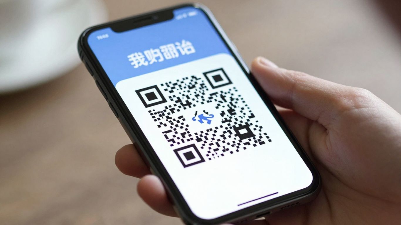 Smartphone scanning a QR code.