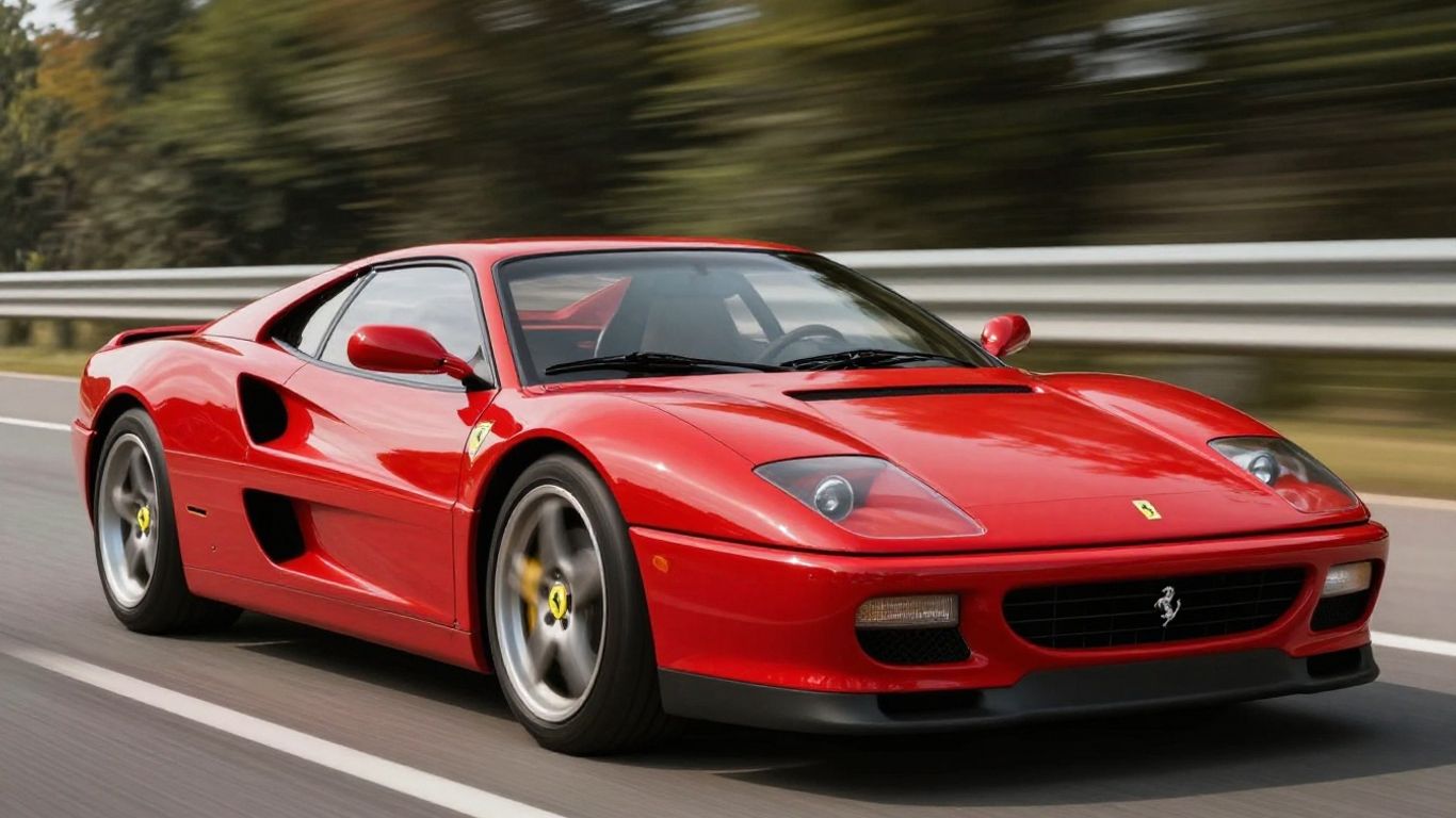 Roter Ferrari 849 Testarossa in voller Fahrt.