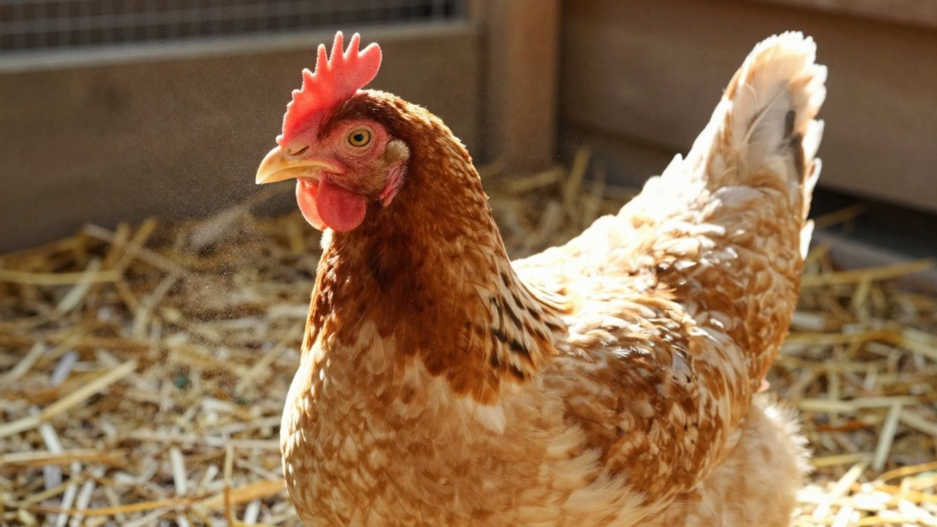 Hodowca drobiu dbający o bezpieczeństwo kur w kurniku.