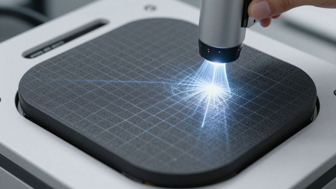 3D scanner laser grid on object surface