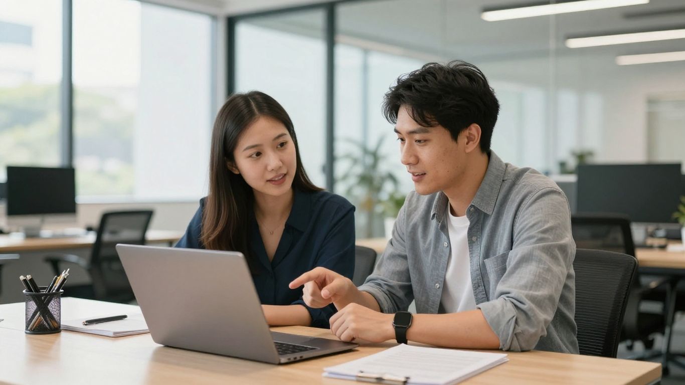 Employee training engagement in an office.