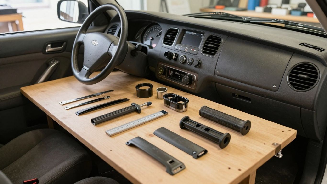 PT Cruiser dashboard parts beside tools