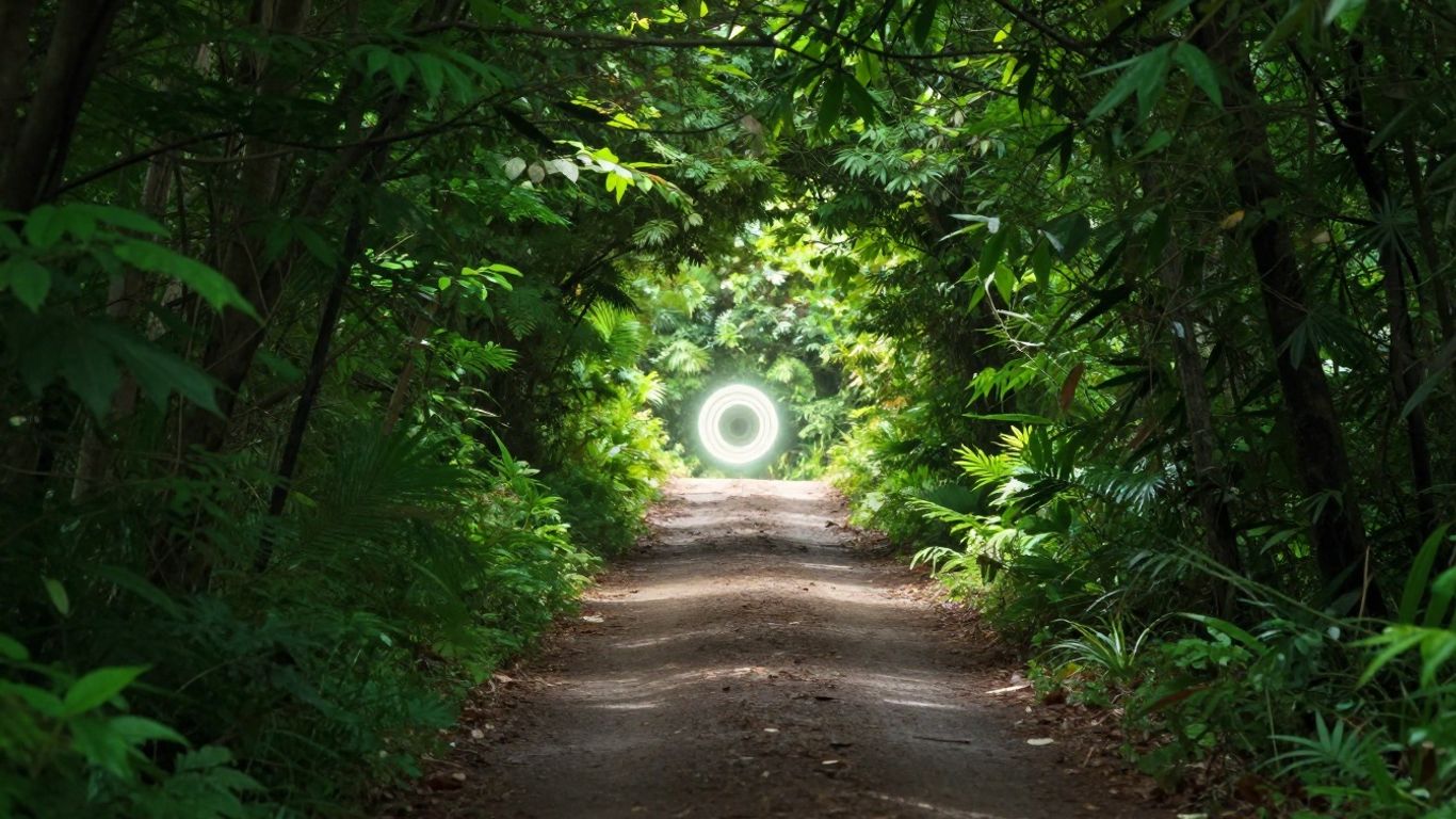 Path leading to a glowing target, symbolizing affiliate marketing success.