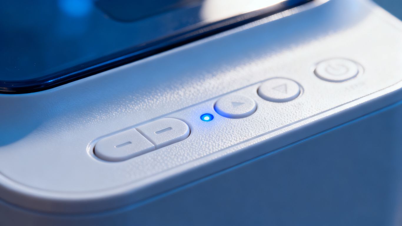 Close-up of dehumidifier controls