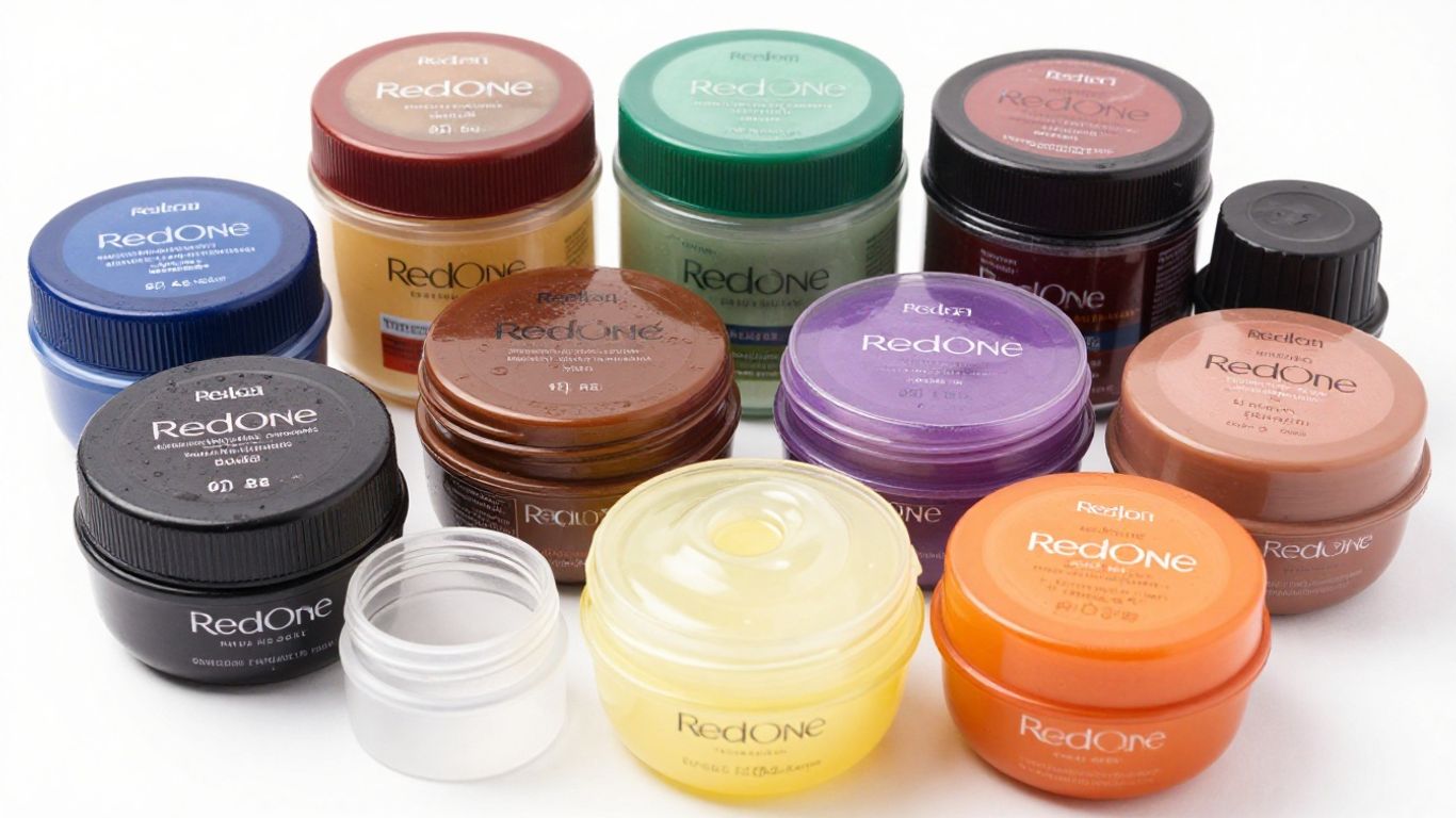 RedOne hair gel collection with various hold levels and scents.