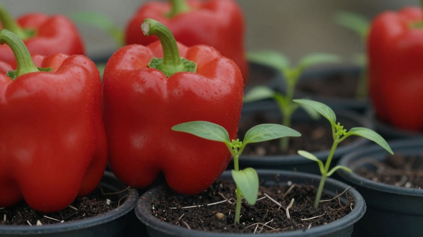 Paprika und Chili Sämlinge im Topf