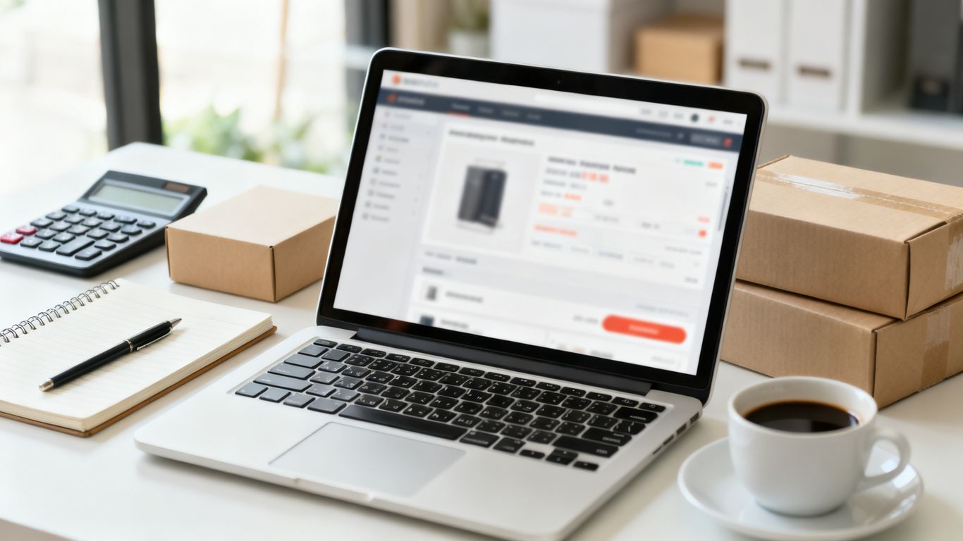Amazon advertising dashboard beside product strategy notes