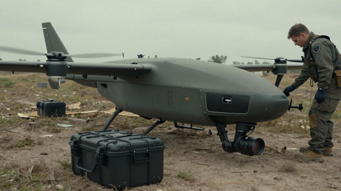 Portable ISR drone prepared for field deployment