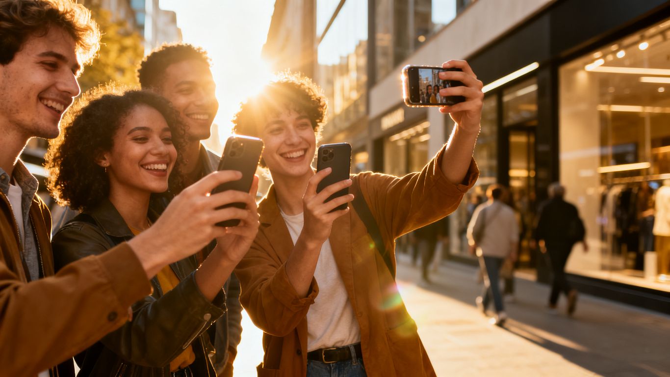 Customers creating and sharing content on their phones.