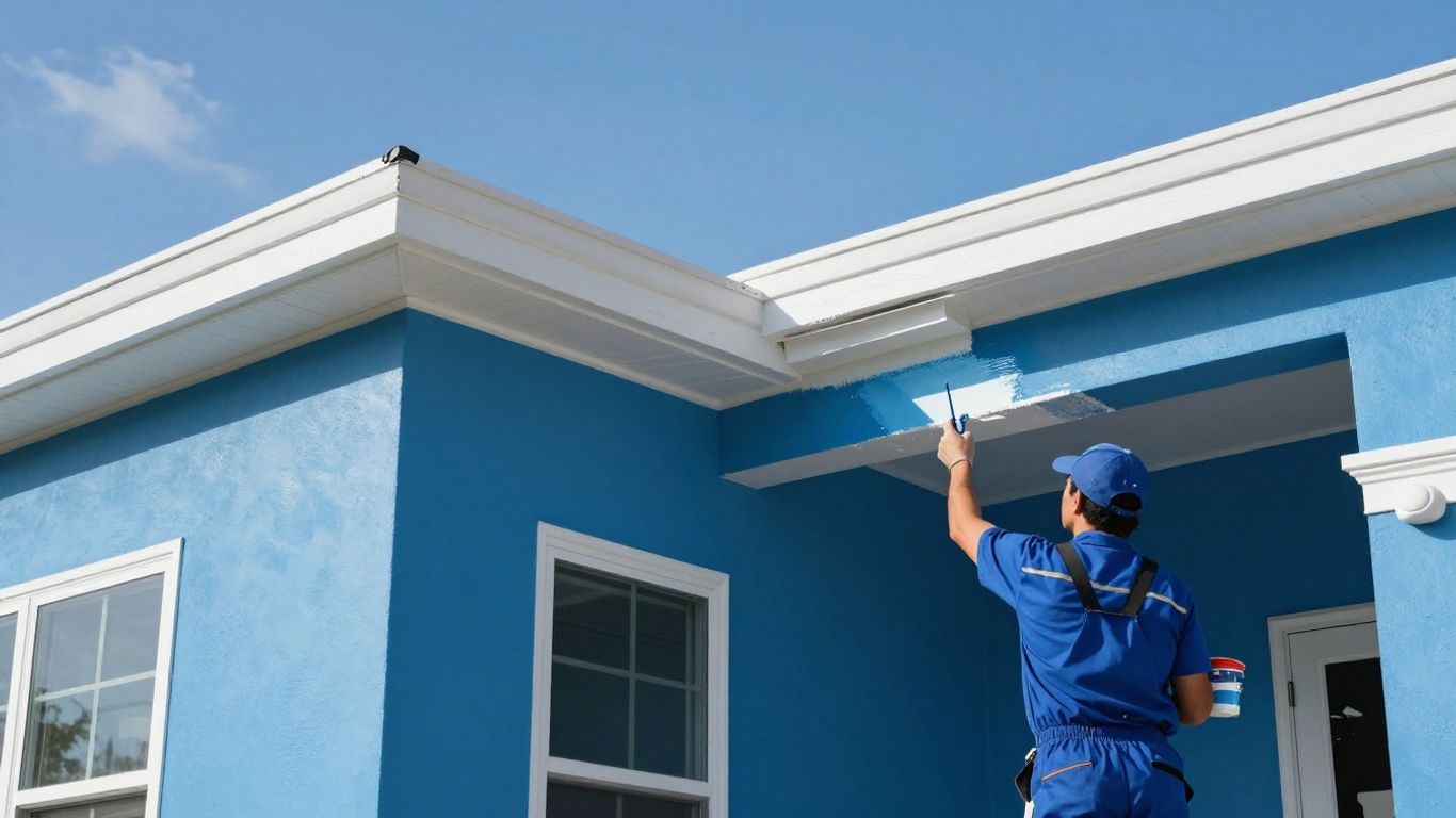 Orlando house exterior freshly painted blue with white trim