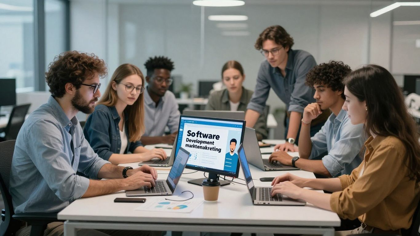 Software development marketing strategy and success metrics.