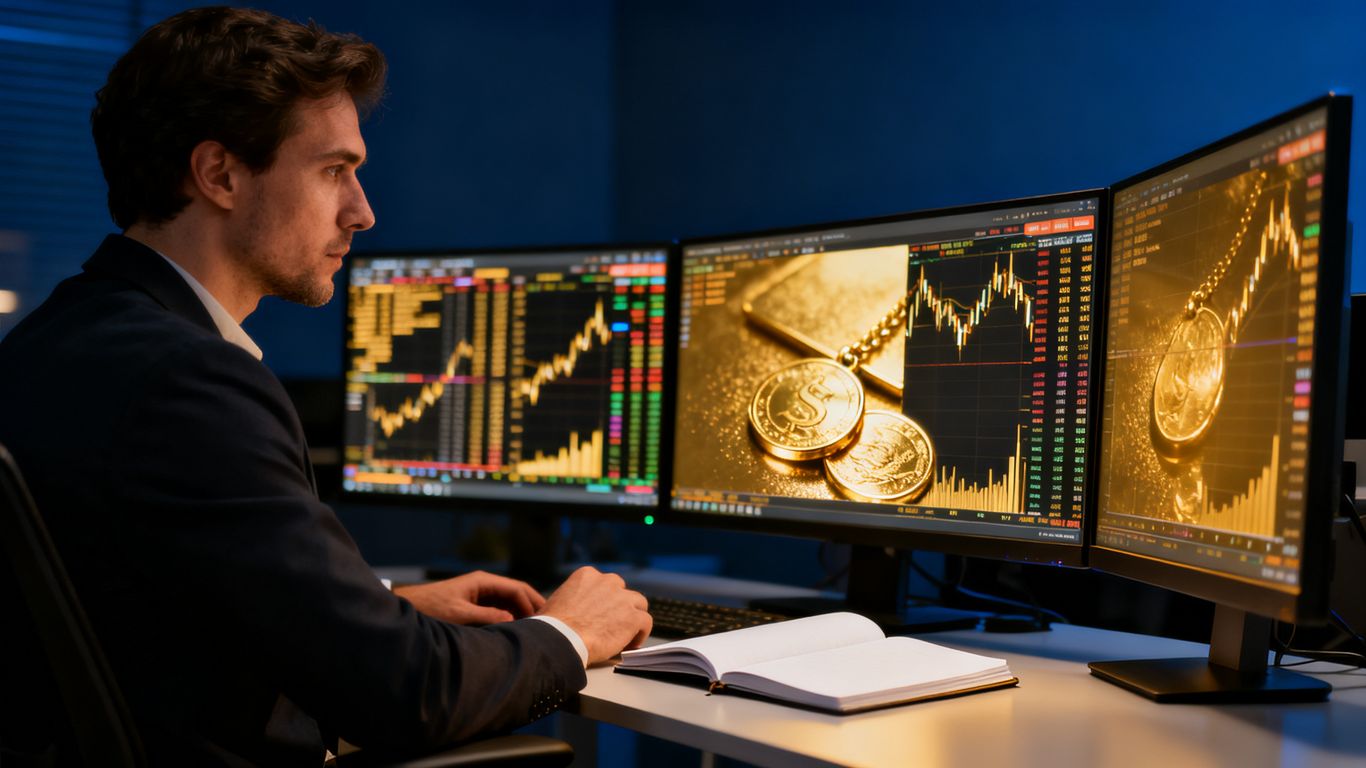 A trader studying gold price movements
