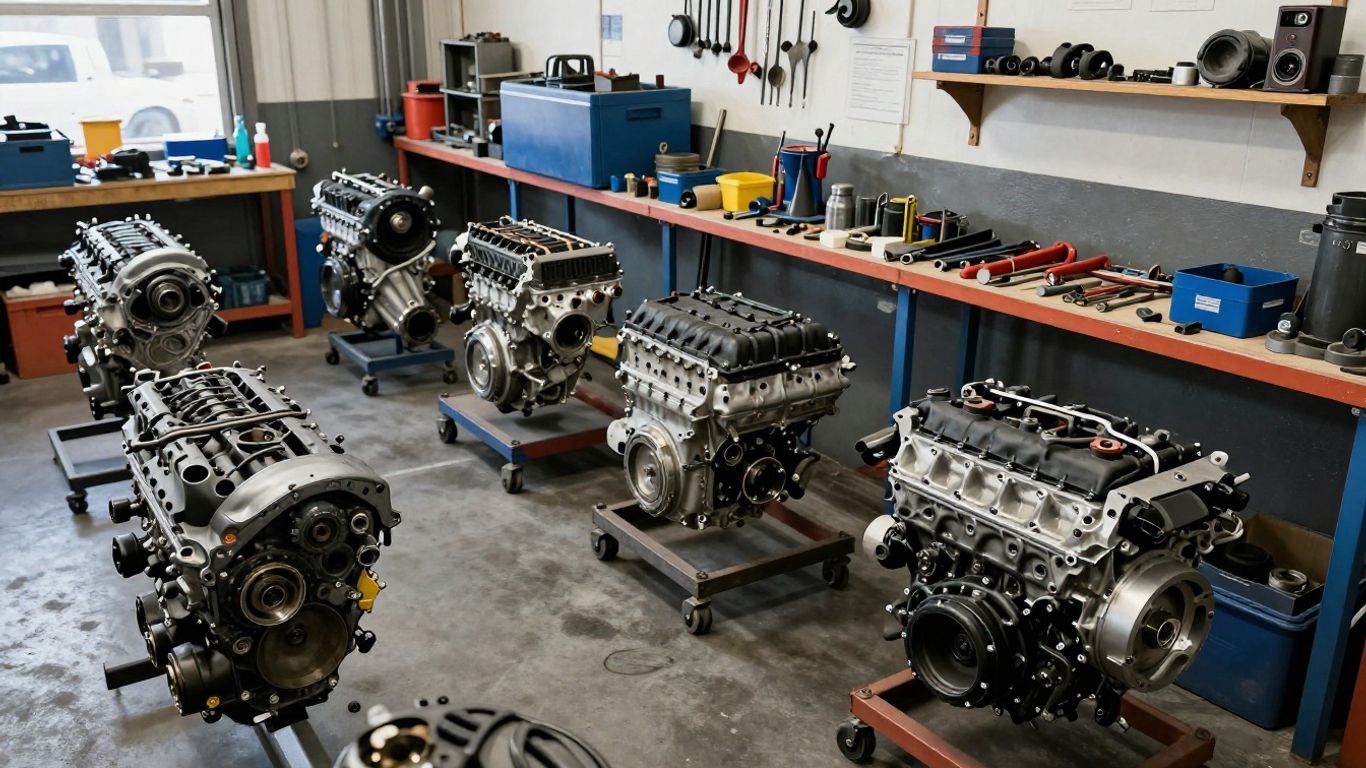 Used Chrysler engines in a workshop