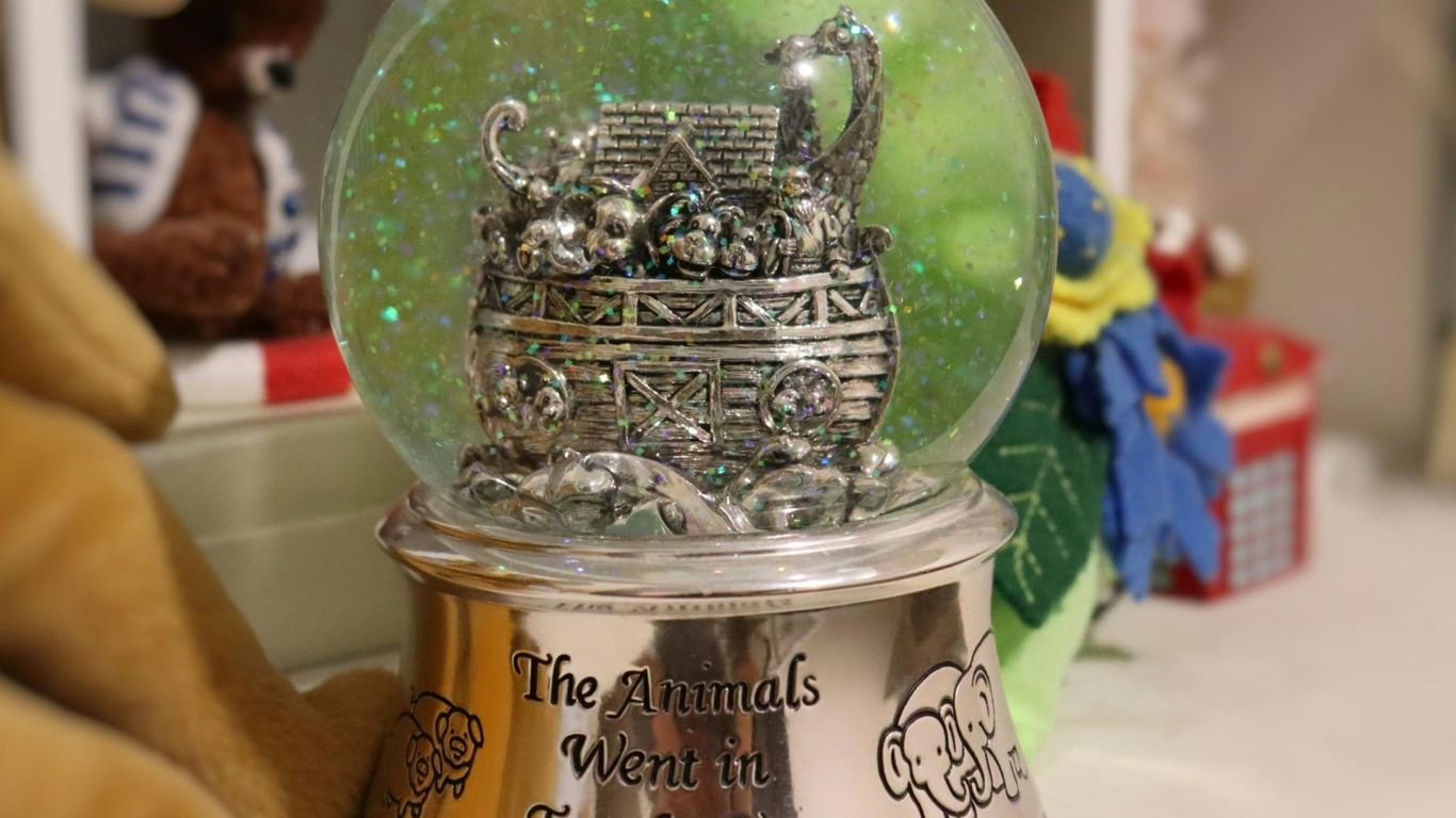 a snow globe sitting on top of a counter