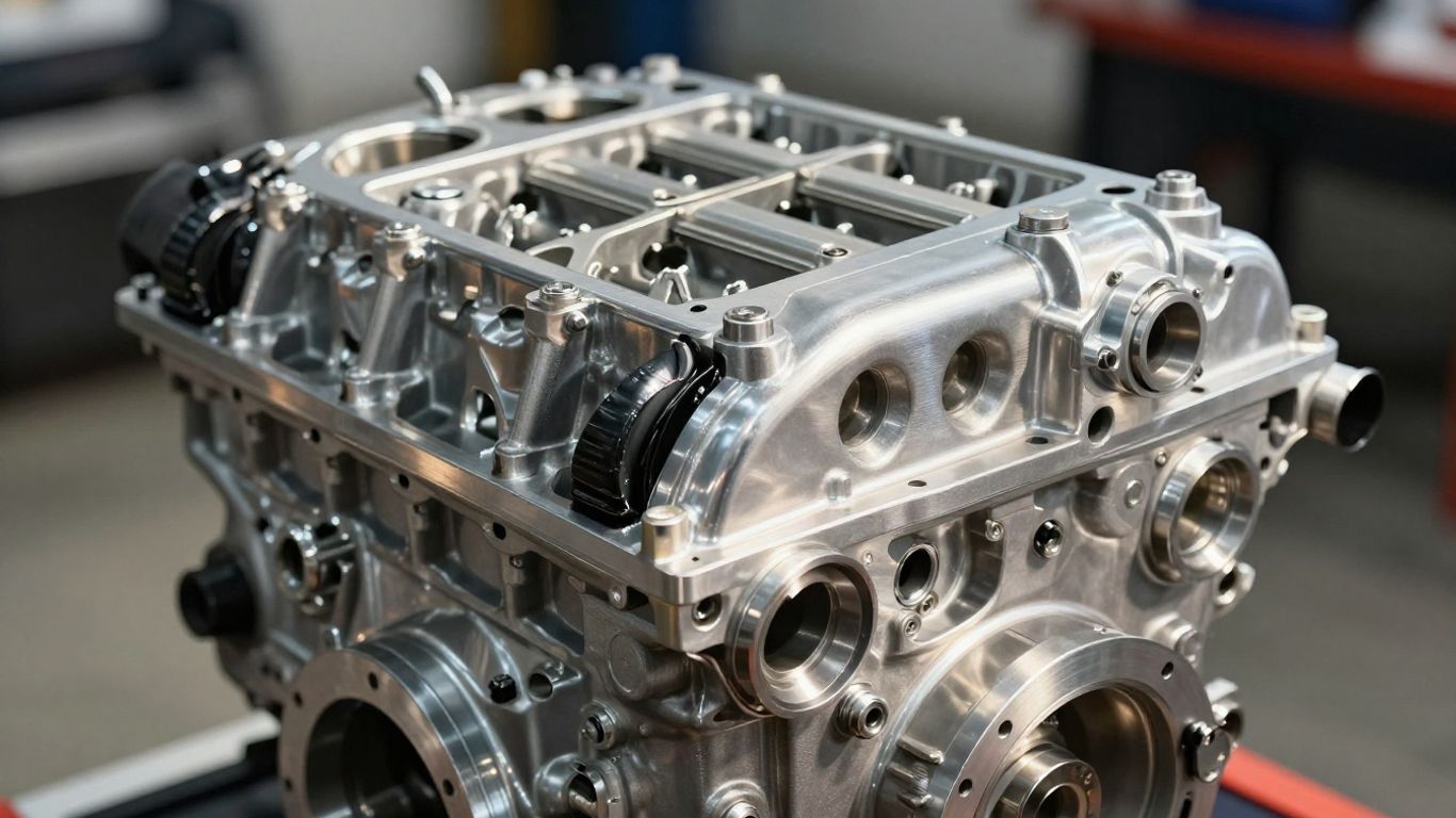 Close-up of a high-performance engine block.